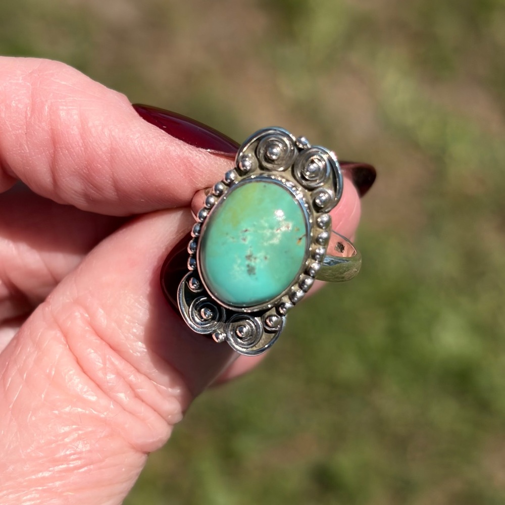 925 Sterling Silver Kingman Turquoise Ring - Picture 5 of 14